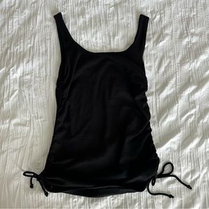 Chaser Shirred Sides Double Scoop Tank in Black